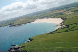 Aerial view of Harlyn Bay