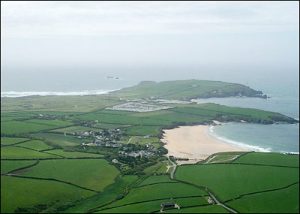 Aerial view of Harlyn and Mother Ivey's Bays