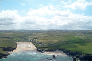 Aerial view of Porthcothan Bay