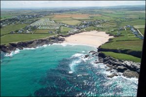 Aerial view of Treyarnon Bay